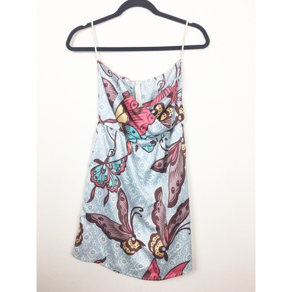 Judith March strapless Blue Butterfly Print dress - Picture 2 of 9